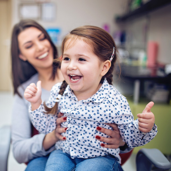little girl at dentist office
